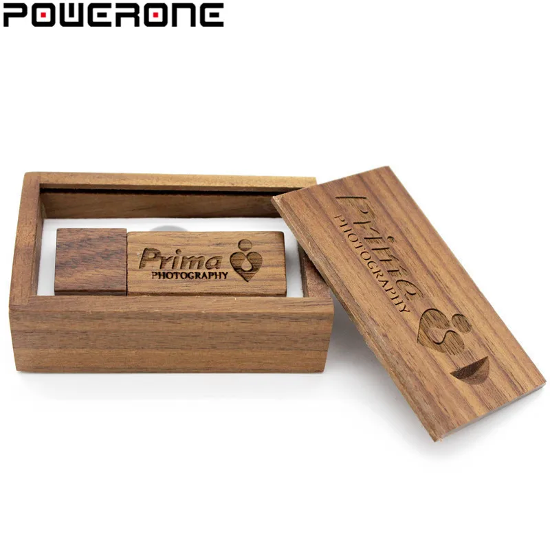 USB флеш накопитель POWERONE деревянный в деревянной коробке 64/8/16/32 ГБ|pen drive memory stick|wooden