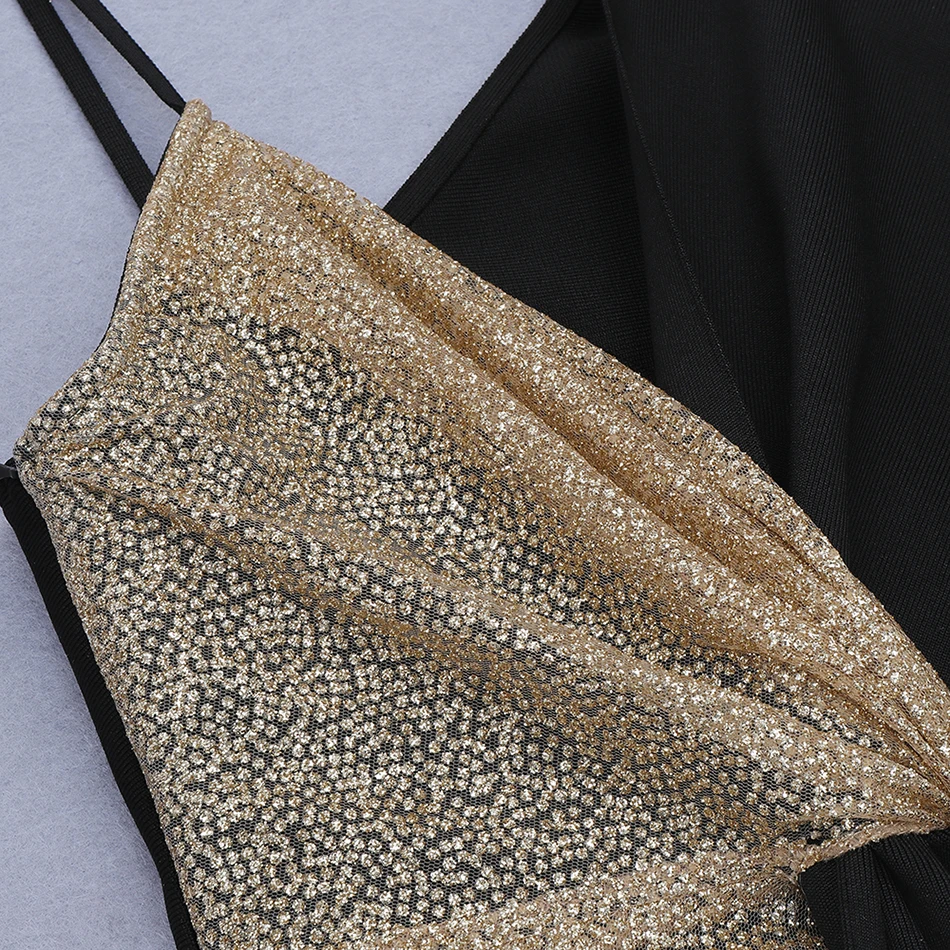 

Sexy V-Neck One-Shoulder Mesh Sequin Stitching Bodycon Bandage Dress Vestidos Celebrity Runway Party Mini Dress 2020 Autumn New