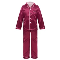 unisex silk pajamas outfits kids boys girls two piece sleepwear button down long sleeve tops with pants children pajama clothes