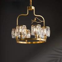 all copper classic luxury crystal chandelier bird crystal lamp living room hotel restaurant lamp