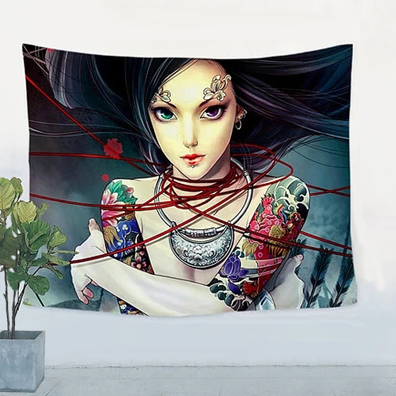 

Tattoo Flag Banner Sexy Lady Beauty And Art Home Decoration Hanging Flag 4 Gromments In Corners 3*5FT 144*96cm