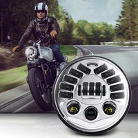 7 inch led blackchrome round adaptive motorcycle headlight with hilo beam projector 7 round headlamp for harley moto