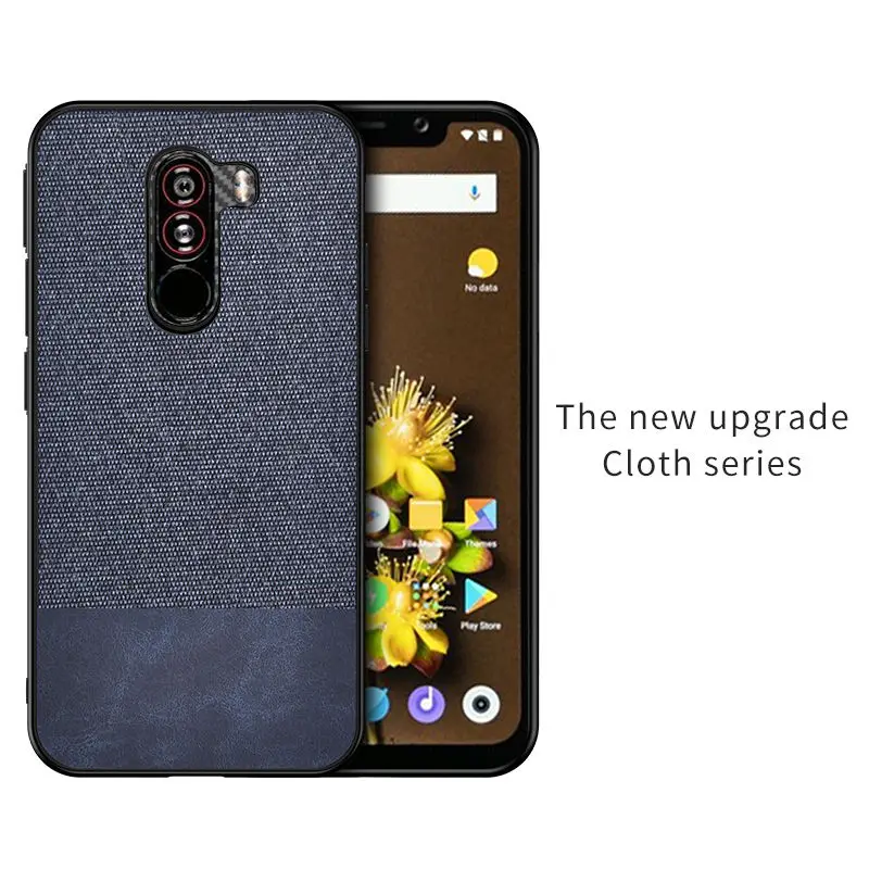 Blue-P Роскошный ультра-тонкий хлопковый тканевый чехол s для Xiaomi POCOPHONE F1 Phone Sofr силиконовый чехол для задней панели POCOPHONE F1 кожаный чехол - Цвет: Blue-P