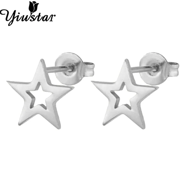 08s Yiustar черный цвет мини из нержавеющей стали круглые гвоздики серьги для женщин девочек модные простые ювелирные изделия милые маленькие круглые orecchini - Окраска металла: 08s
