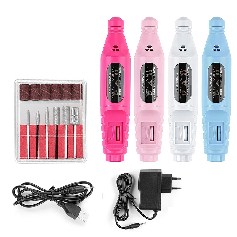 

12V Electric Nail Drill Machine Kit USB Charging Remove Polish Pedicure Nail File Manicure Machine Nail Art Tools TSLM1
