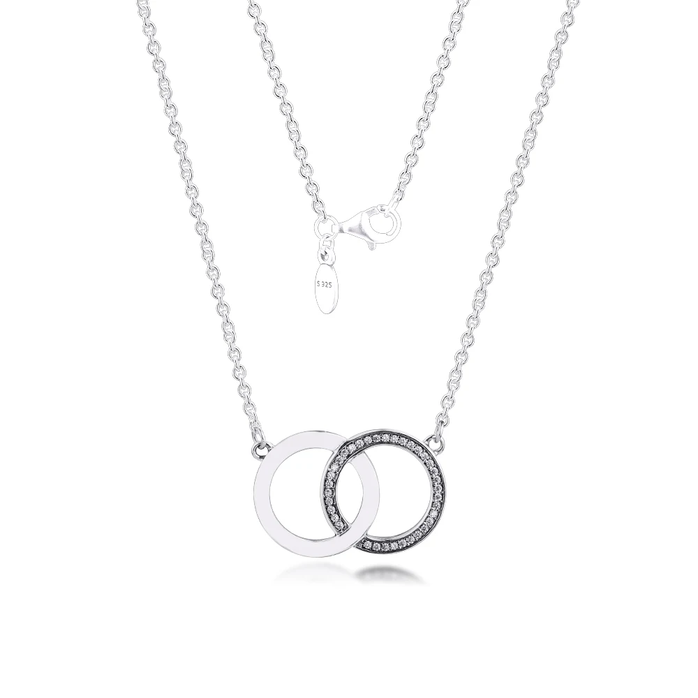

Genuine 925 Sterling Silver Chain Necklaces for Women Signature Circles Pendant Necklace Party Gift Fine Jewelry collier