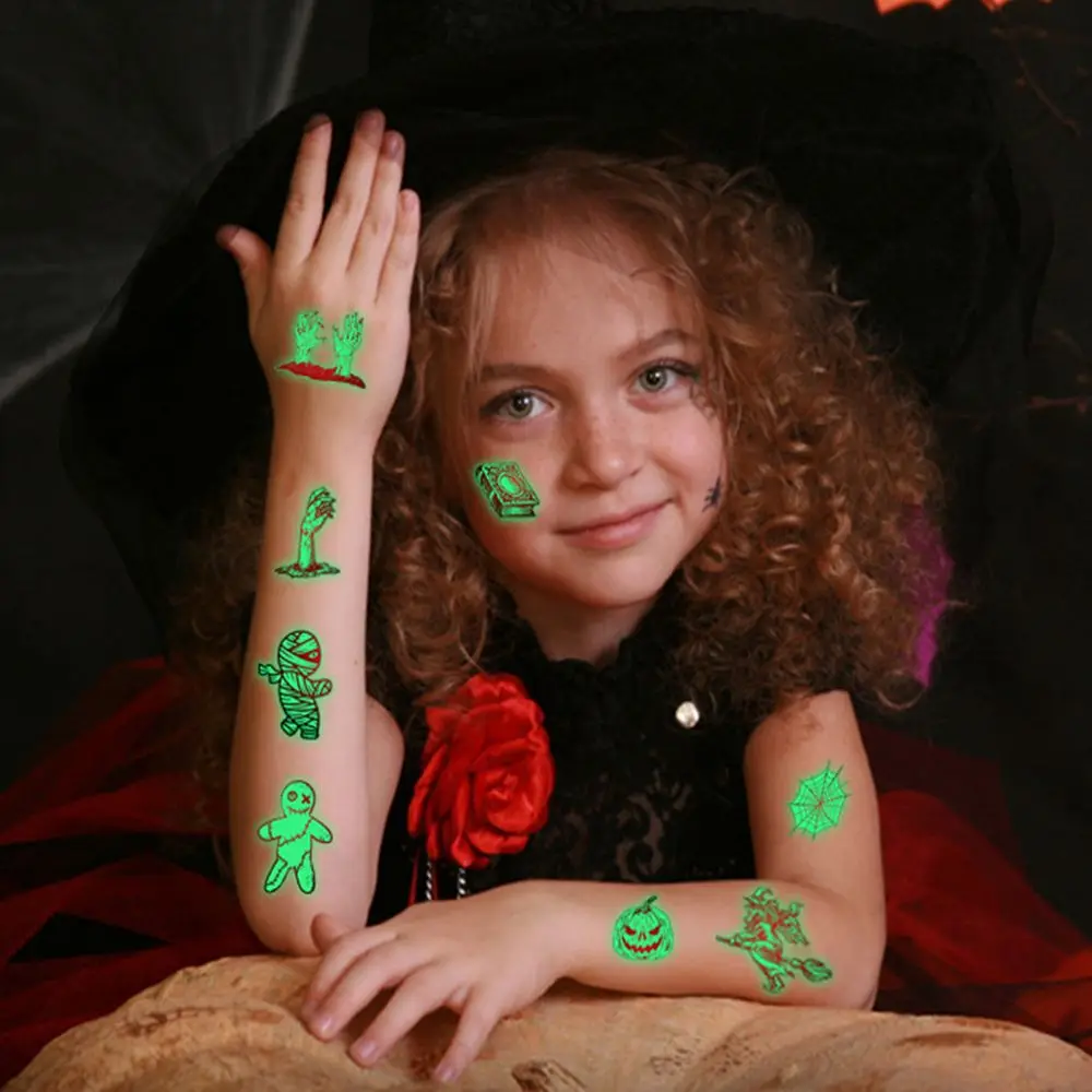 

10pcs Children's Party Decoration Halloween 2021 Luminous Tattoo stickers Cartoon Glow Stickers