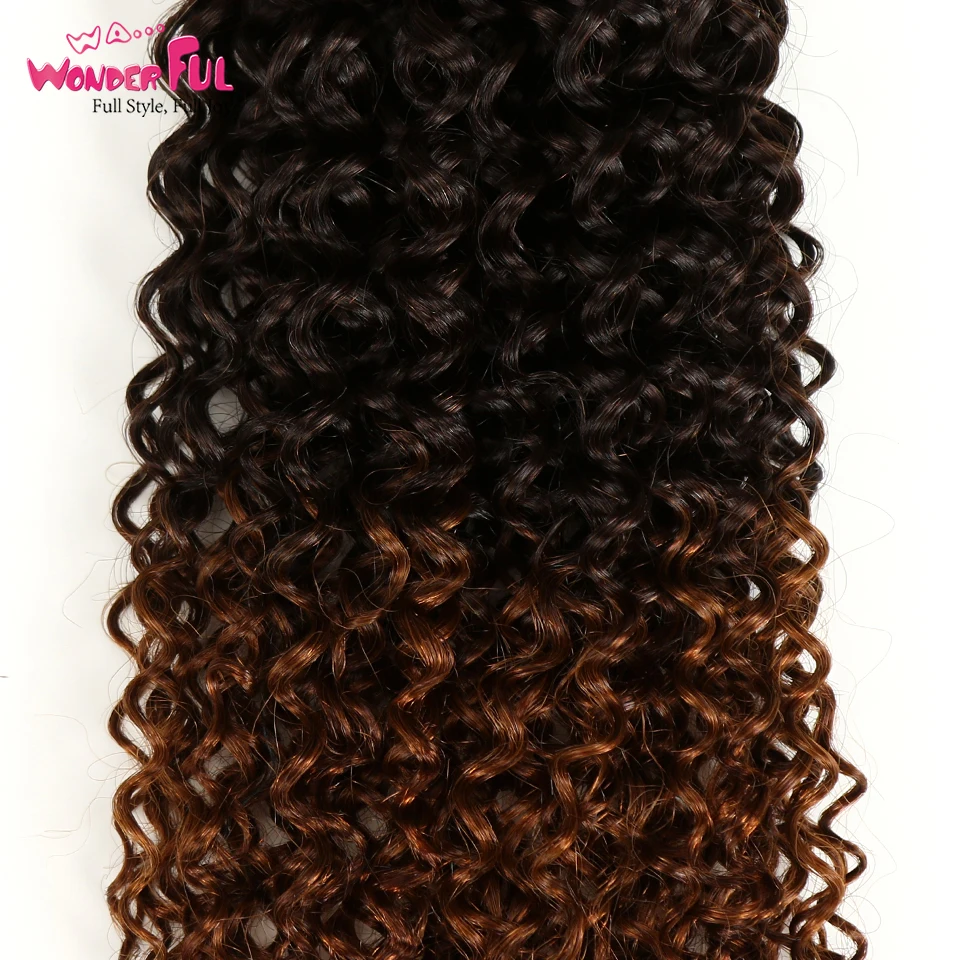 Замечательные человеческие волосы бразильский Омбре T1B/4/27 кудрявые вьющиеся 3 и 4