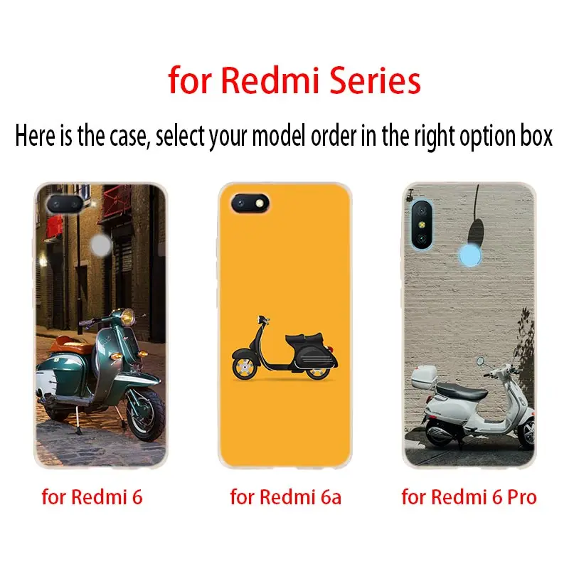 Мягкий чехол Vespa для скутера Xiaomi Redmi Note 8 7 6 5 Pro 8a 6pro 6a s2 5a 4a 5plus y3 Coque Funda Etui чехлы