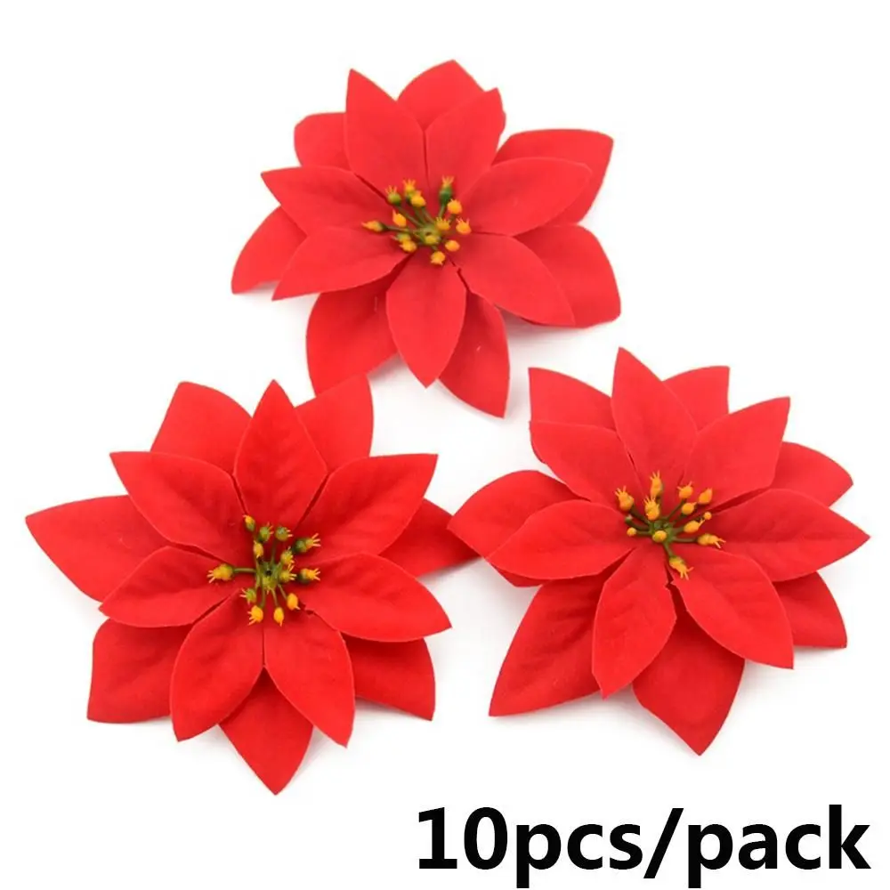 

Handcraft Party Supplies Artificial Decor Wedding Favors Poinsettia Xmas Gift Christmas Tree Flowers Glitter Ornament