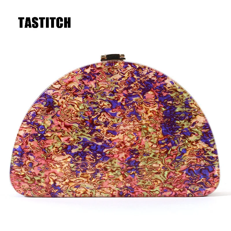 Новый полукруглый Акриловые сумка Для женщин вечерняя сумочка клатч на цепочке