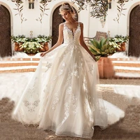 eightale new boho wedding dress v neck appliques lace princess tulle a line wedding dress boheimian white ivory bridal dress