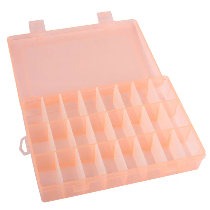 

Adjustable 24 Compartment Plastic Storage Box Jewelry Earring Case Clear Plastic Slots Beautiful Jewelry Art Rhinestone
