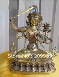 Бесплатная доставка тибетская Буддийская бронза с серебряным покрытием статуя