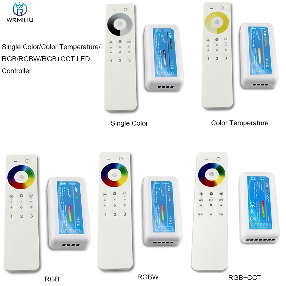 DC12-24V Wireless 2.4G RF Remote Controller Dimmer For Receiver Single Color/Color Temperature/RGB/RGBW/RGB+CCT LED Strip