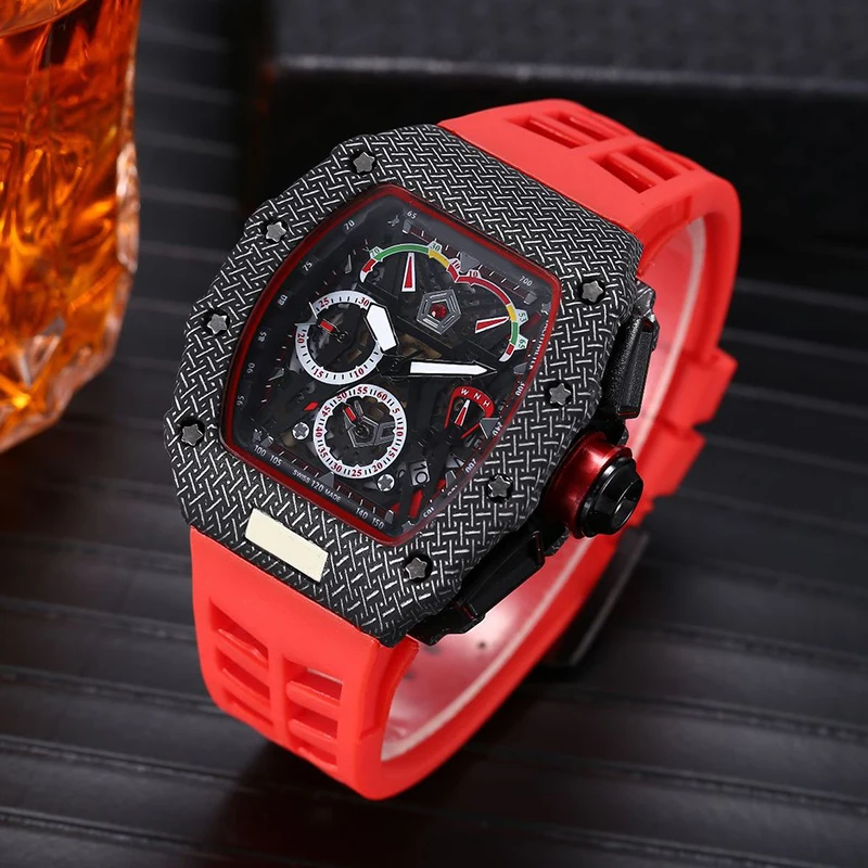 

2021 Watch Limited Edition Men's Watch 6-pin Running Seconds Top Luxury Full-featured Richard Quartz Watch Silicone Strap