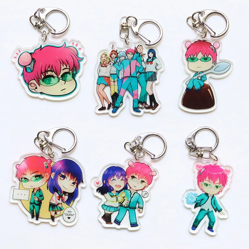 

Wholesale Japanese Anime Saiki Kusuo No Psi Nan Keychains Acrylic Double-sided Key Chain Key Ring for Men Women Cosplay