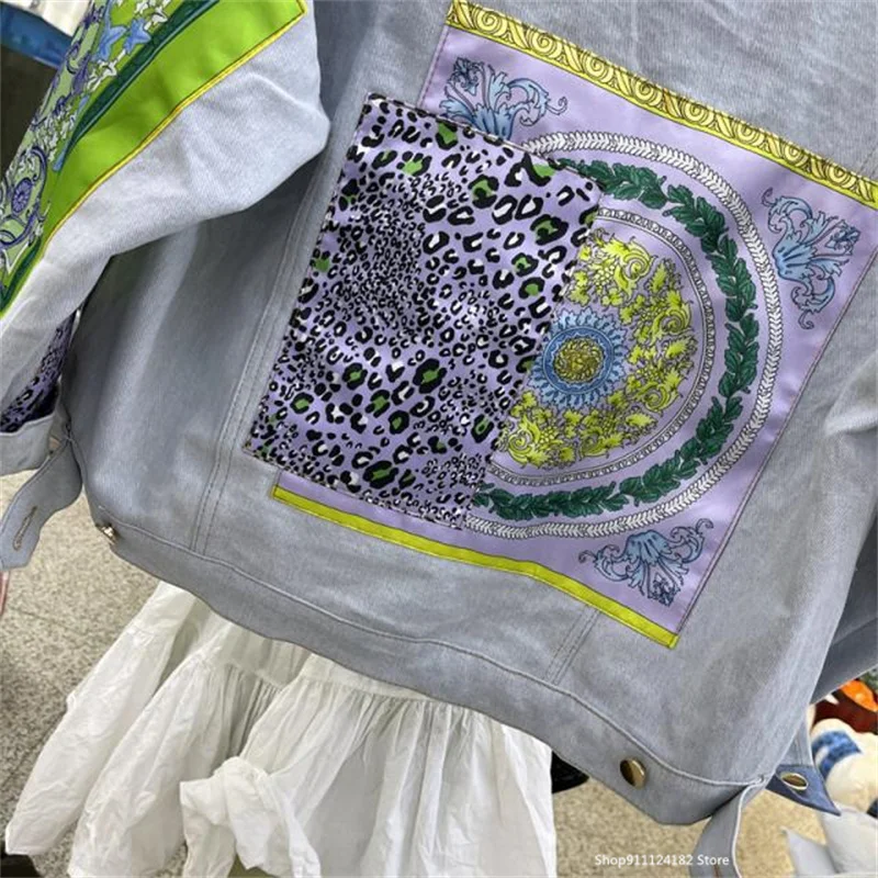 

Trendy Brand Design Sense Color Stitching Denim Jacket Spring Summer New New Fashion Short Jacket Women's European Station