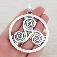 3 x tibetan silver large round celtics triskele triskelion triple swirl spiral charms pendants for necklace jewelry findings