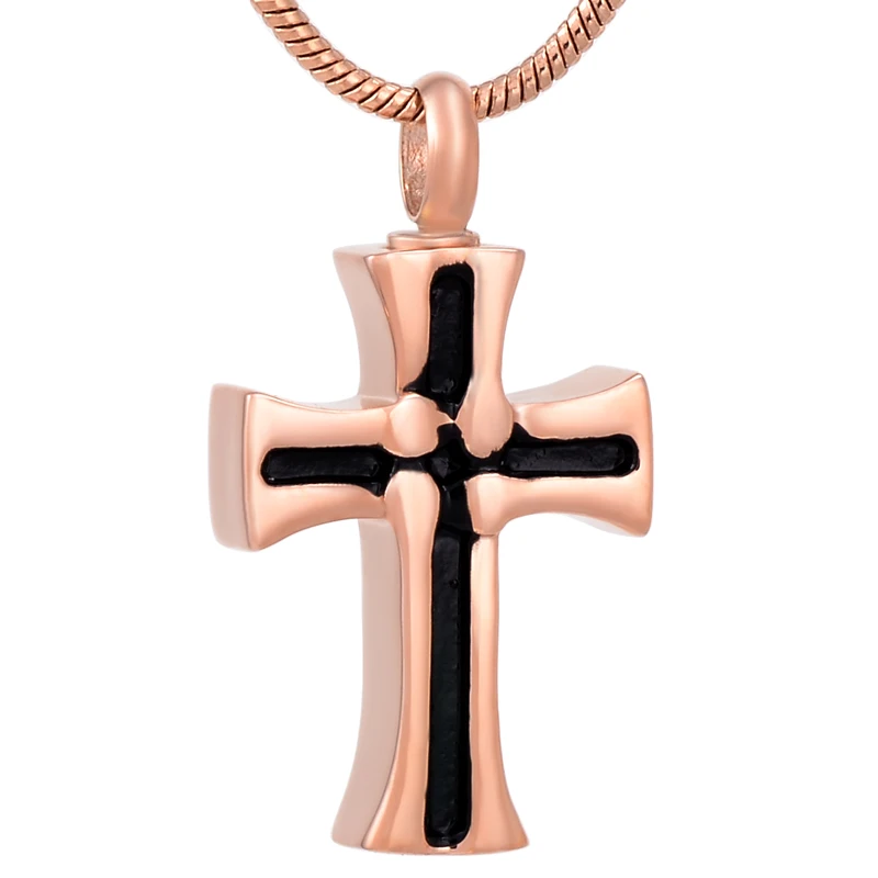 

IJD8024 Stainless Steel Inlay Cross Cremation Memorial Pendant for Ashes Urn Keepsake Souvenir Jewelry for Men