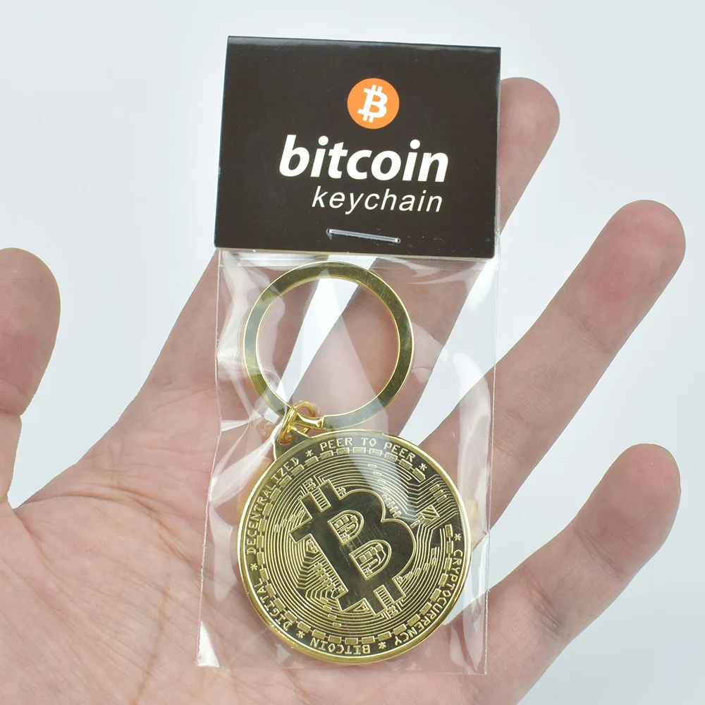 Биткойн-брелок позолоченный Биткоин монета брелок Коллекционная физическая
