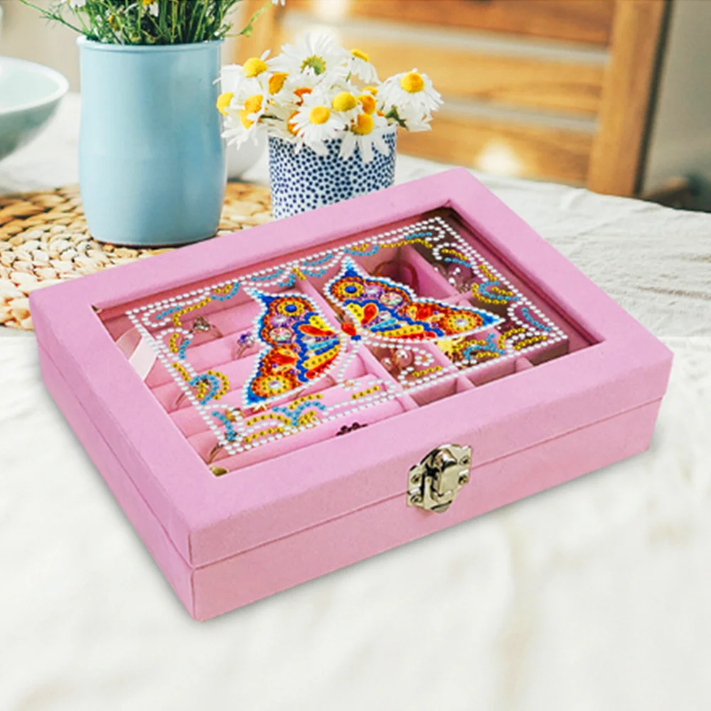 

DIY Mosaic Makeup Pink jewelry Box 5D Diamond Painting Embroidery Kits Shiny Special Beads Diamond Crafts Christmas Gift