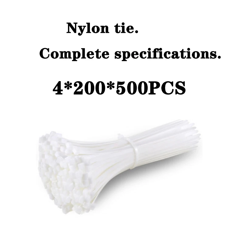 

Self-locking Plastic Nylon Tie 500PCS White Fastening Strap Cable-Tie-Set Cable Zip Tie Fastening Ring4X200 Zip Wraps Strap Tie