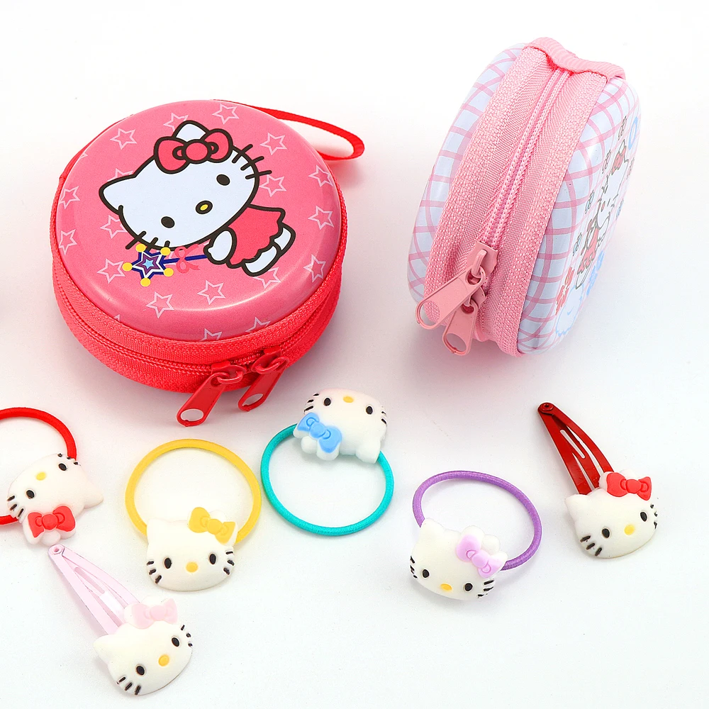 На возраст от 4 до 10 лет шт./компл. милый рисунок «Hello Kitty» набор аксессуаров для волос для девочек Заколки для волос резинки для волос в верхней части коробка для хранения подарок на день рождения для детей Лидер продаж