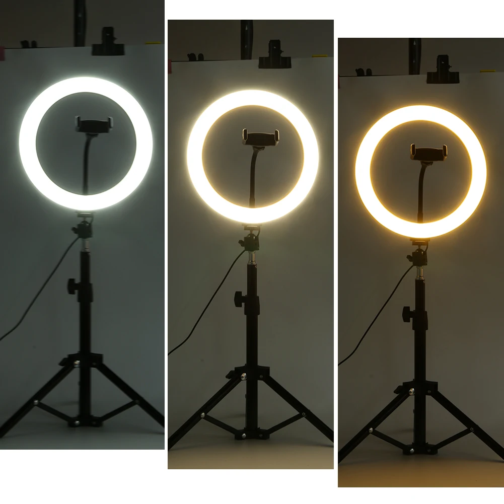 Светодиодный кольцевой светильник для селфи 10 дюймов с держателем телефона USB