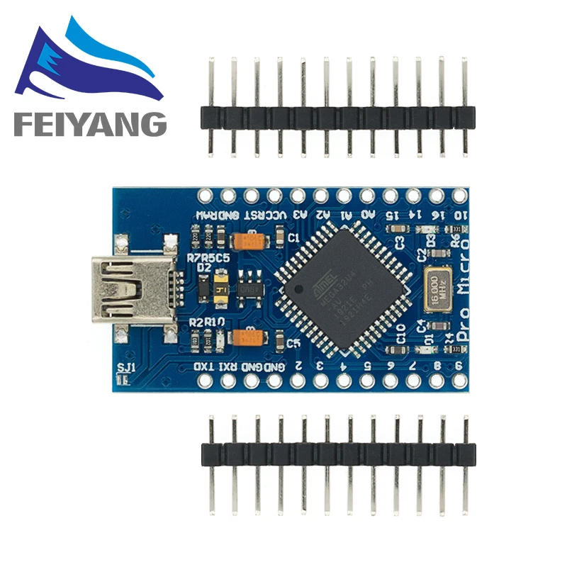 100 шт. Pro Micro ATmega32U4 5 в 16 МГц Замена ATmega328 для arduino ATMega 32U4 Mini с 2 рядным контактным