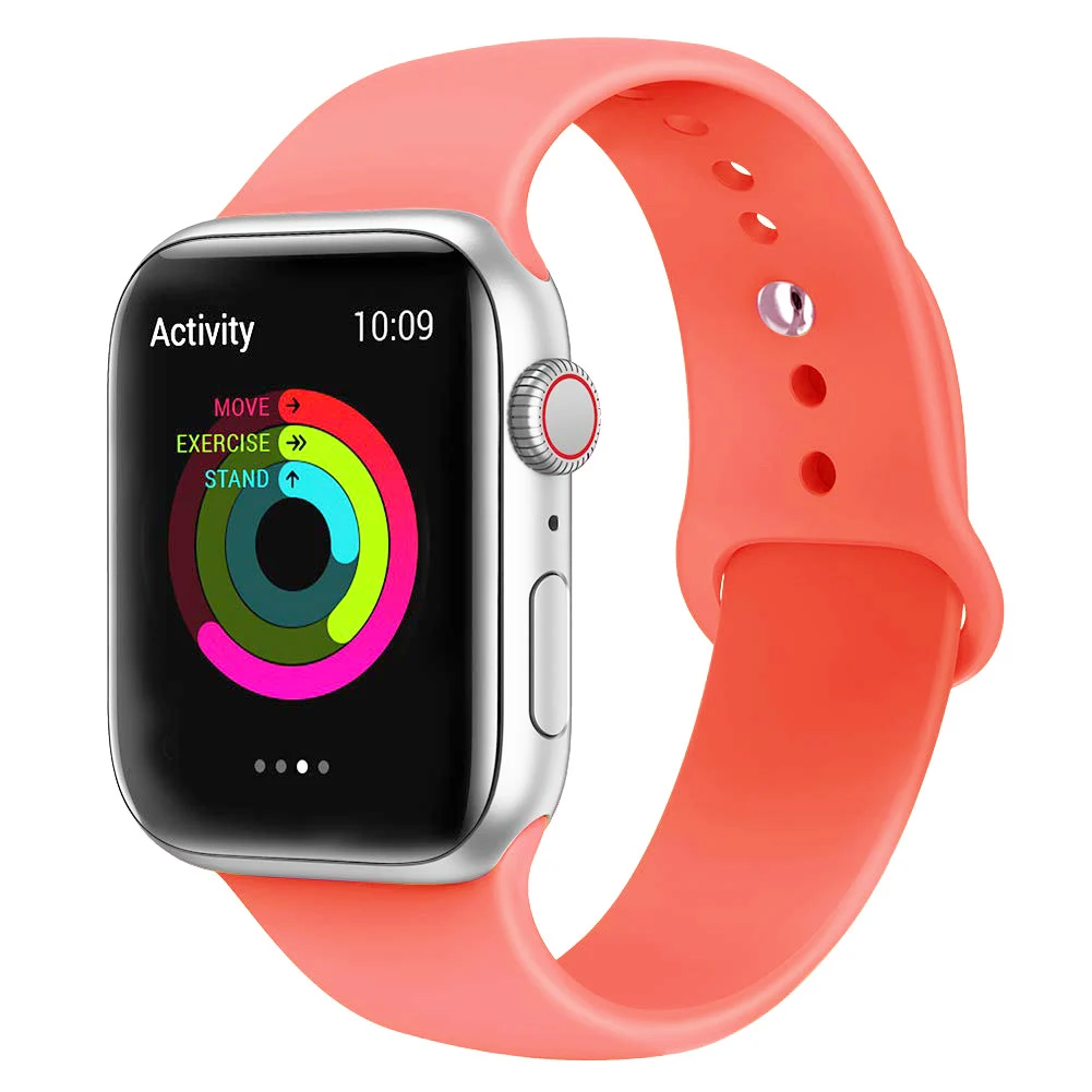 Clementine Силиконовый ремешок для наручных часов Apple Watch, 42 мм, 38 мм, Версия 44 мм 40 мм резиновый браслет Ремешки черный ремешок наручных часов Iwatch серии 5/4/3/2/1 браслет - Цвет ремешка: Clementine
