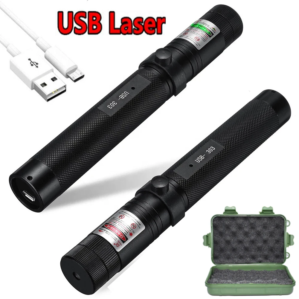 

Мощный перезаряжаемый USB зеленый лазер со встроенным аккумулятором Красный Фиолетовый лазерный вид 8000 м 5 мВт Регулируемый лазерный фокус ...