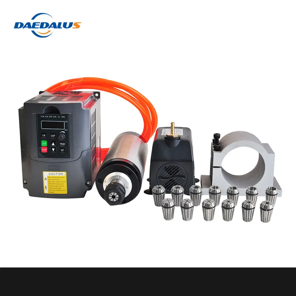 ЧПУ шпиндель 2.2KW 220V с водяным охлаждением шпинделя ЧПУ маршрутизатор+ 2.2kw преобразователя 80 мм зажим 75 Вт водяной насос 5 м трубы 13 шт. ER20 Цанга