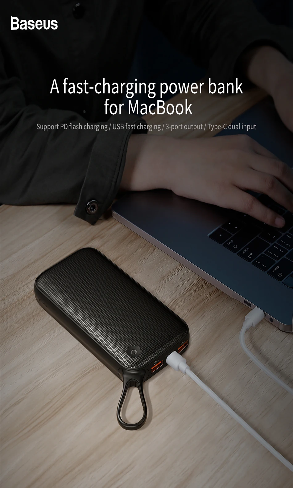 Baseus 20000 мАч Quick Charge 3,0 Мощность банка для Xiaomi Mi 20000 мА/ч, USB C PD быстрая Портативный внешний Батарея Зарядное устройство Мощность банка