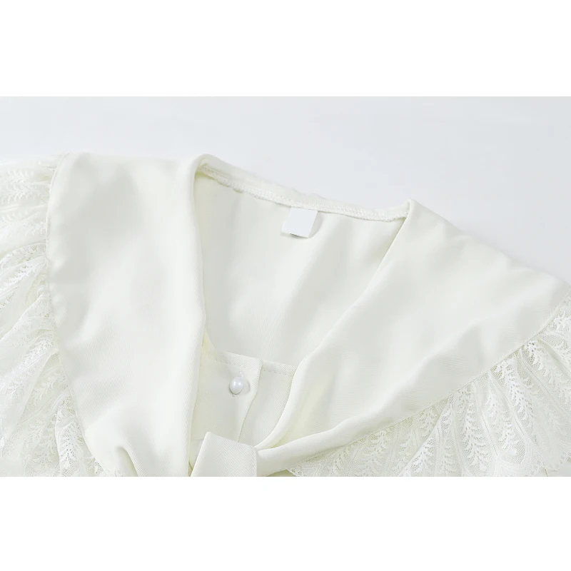 Абрикосовые женские блузки 2021 с длинным рукавом матросские оборки бандаж