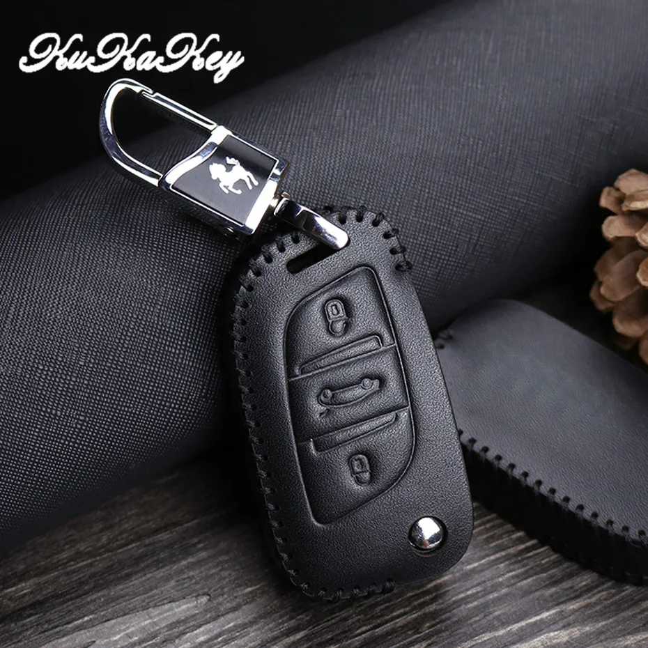 Кожаный чехол для автомобильного ключа Peugeot 307 308 408 207 107 407 607 оболочка Citroen C2 C3 C4