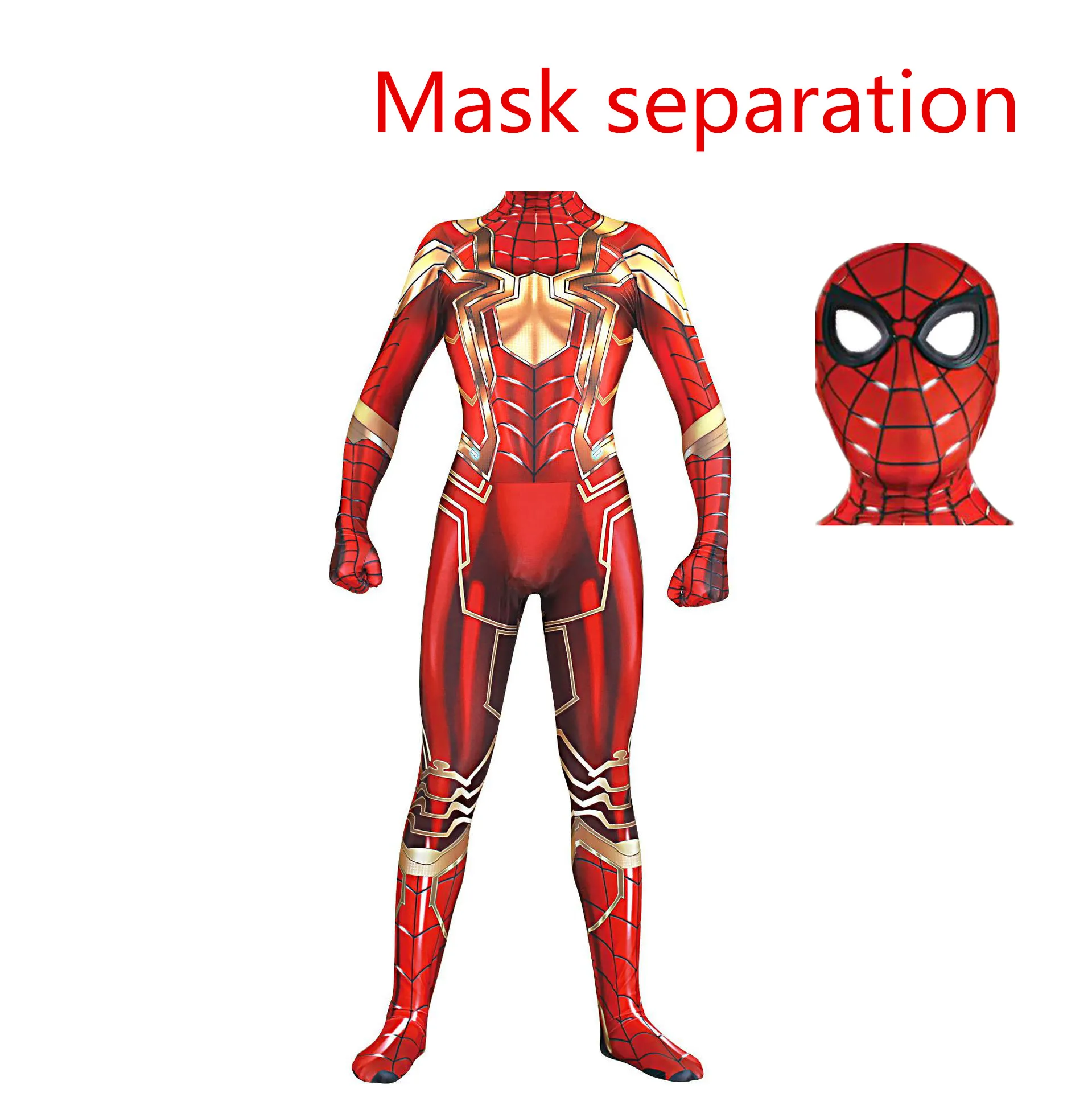 Mask separation Маска Железного Человека-паука, Маскарадная маска для лица, костюм супергероя, маска, боди, костюм, комбинезон на Хэллоуин, вечерние, для мальчиков, Человек-паук - Цвет: Mask separation