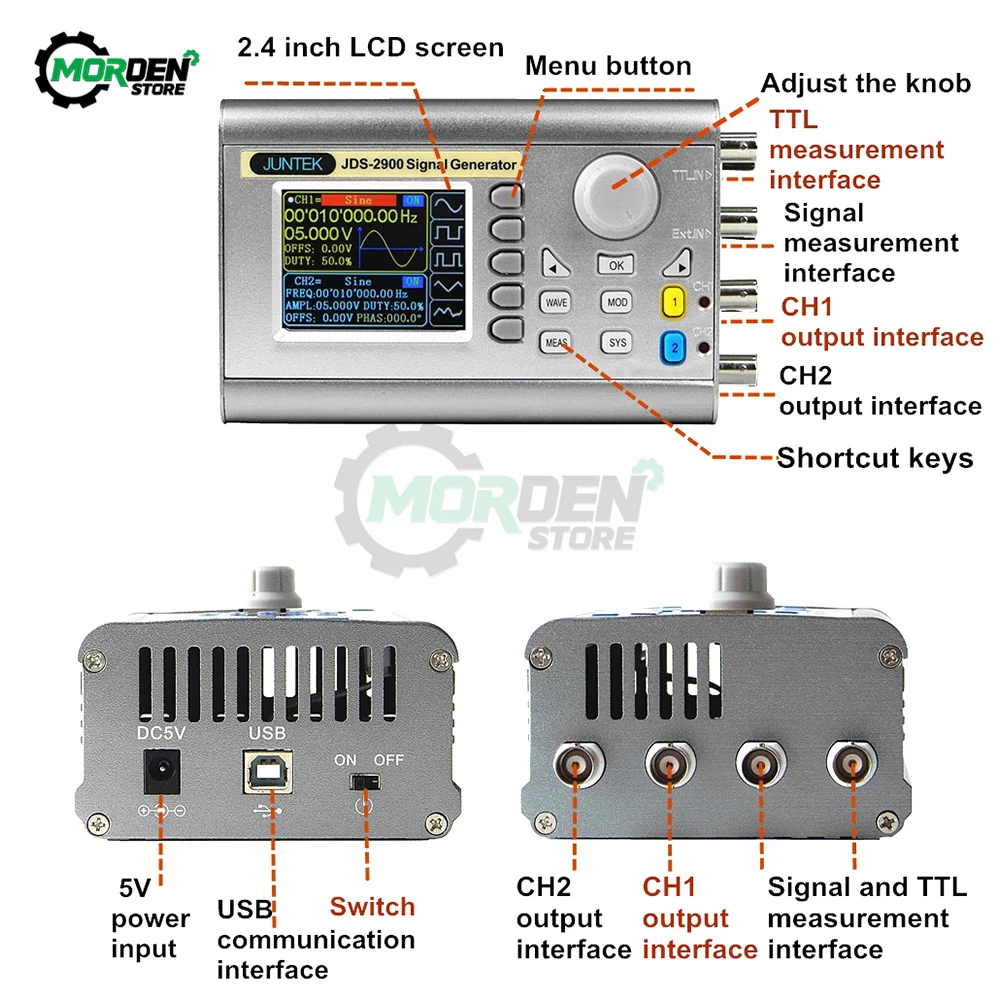 JDS2900-15/30/40/50/60MHz DDS функция управления генератором сигналов Двухканальный