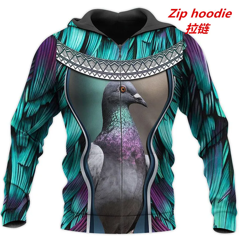 Новинка толстовка с капюшоном и 3D-принтом голубей модная мужская женская