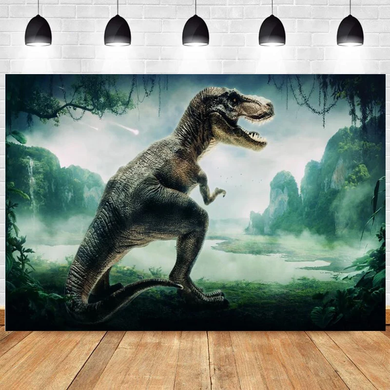 

Jurassic Dinosaur Photo Backdrop Kids Baby Shower Wild Safari Jungle Happy Birthday Party Animal Photography Background Banner