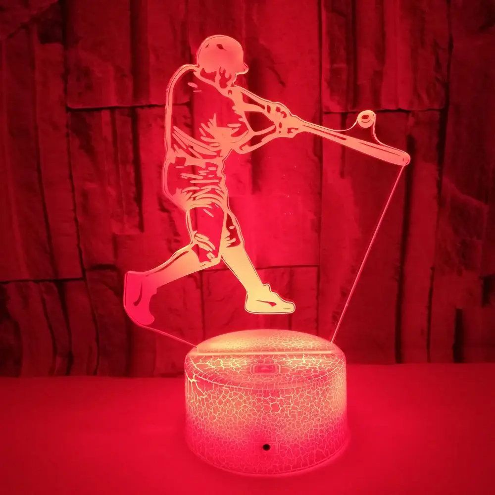 Подарочная маленькая настольная лампа оптовая продажа бейсбольная 3d