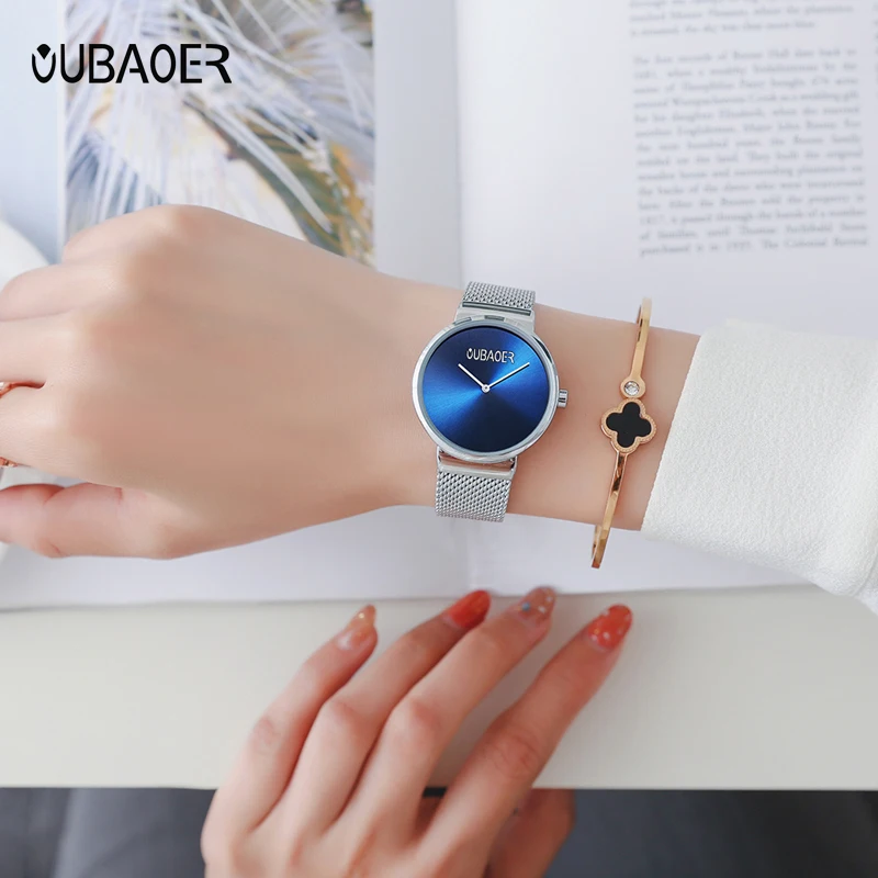 Часы Reloj pareja OUBAOER для пар Роскошные Кварцевые часы из нержавеющей стали мужчин и