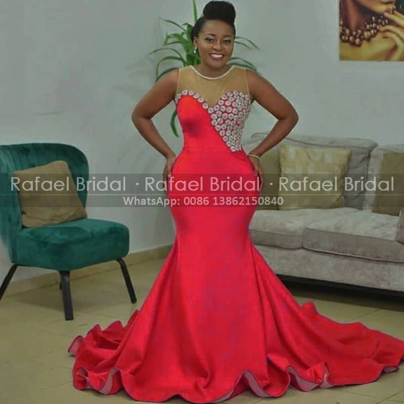 

Белый 3D-Floral Аппликации вечернее платье 2021 Русалка из красного сатина, из прозрачной ткани без рукавов с длинным шлейфом женское платье Вече...