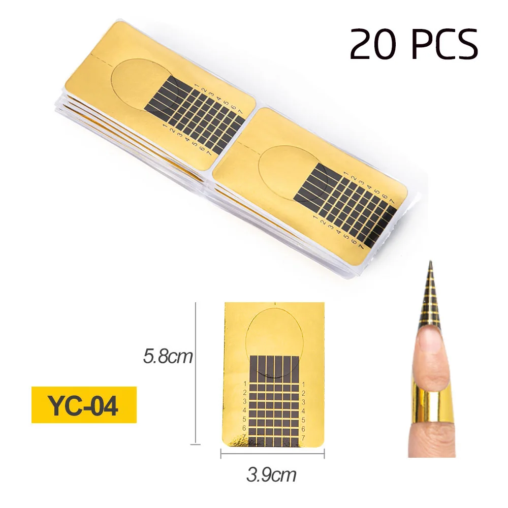 20 pcs nail form Гель для наращивания ногтей, 3 цвета, УФ-гель для наращивания, акриловый полигель для наращивания ногтей, Гель-лак для ногтей, художественный лак - Цвет: 20 pcs nail form