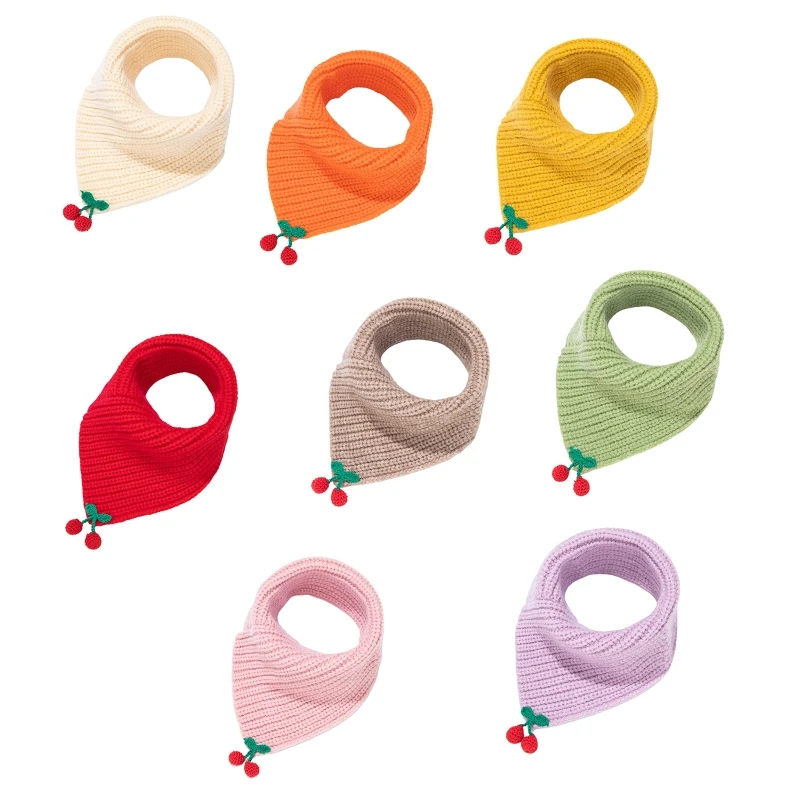 Детский зимний трикотажный треугольный шарф с мультяшным рисунком вишни