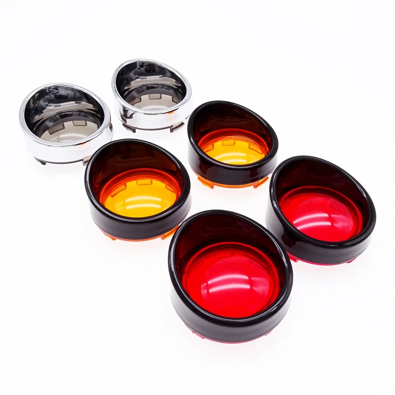 

1 Pair Smoke/Red/Amber Lens Cover Motorcycle Turn Signal Light Bezels Fit For Harley Dyna Softail Sportster FLHX Street Glide