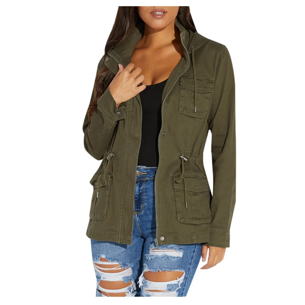 Женская куртка женская зимняя на молнии в стиле милитари Анорак длинное пальто с