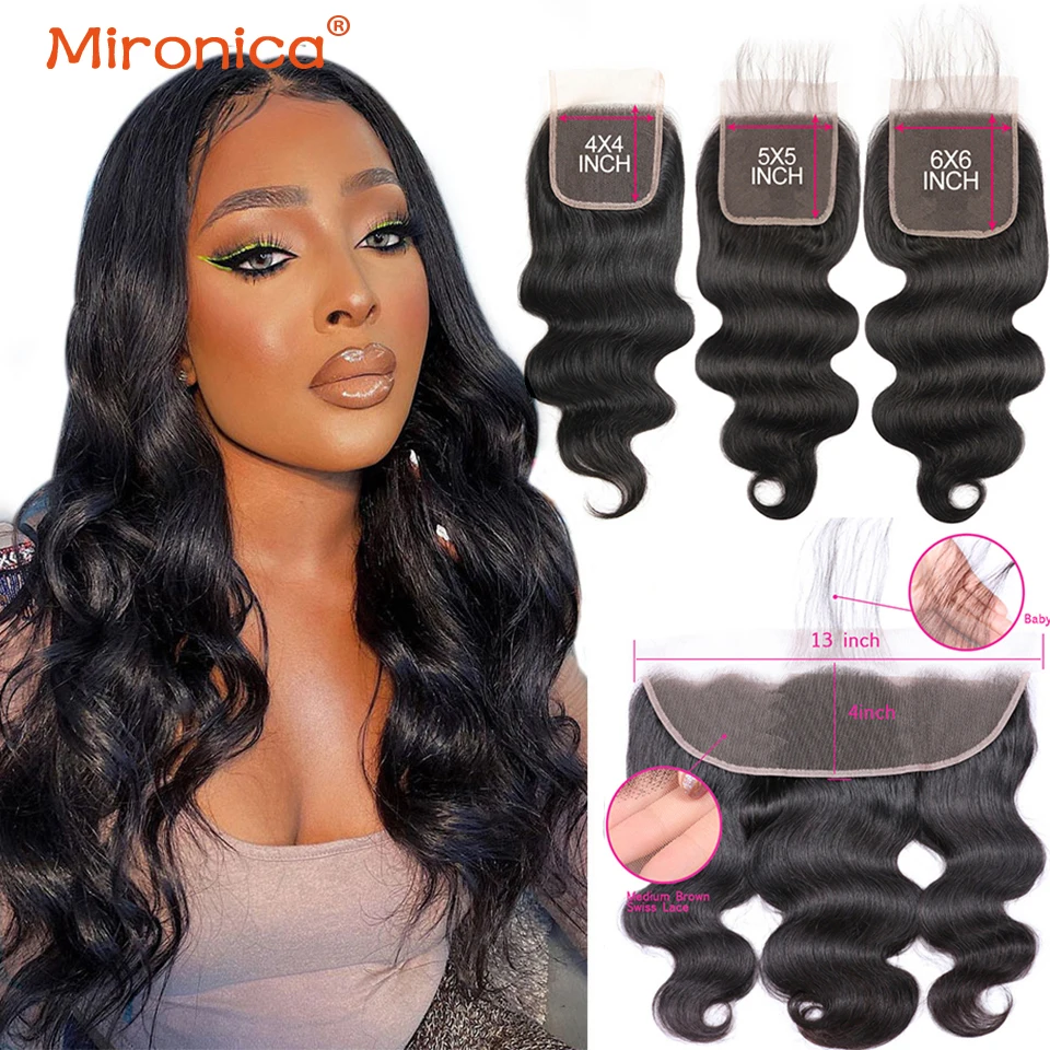 

Body Wave Invisible 5x5 HD Transparent Lace Closure Brazlian Remy Human Hair Swiss Lace Melt Skins13x4 Lace Frontal For Women