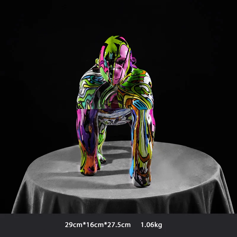 

2021 American Personality Trend Painted Gorilla Statue Decoration Animal Creativity Home Living Room Art Furnishings Gifts