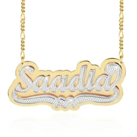 popular gothic nameplate necklace women double name necklace 925 silver pendant figaro chain necklace gift